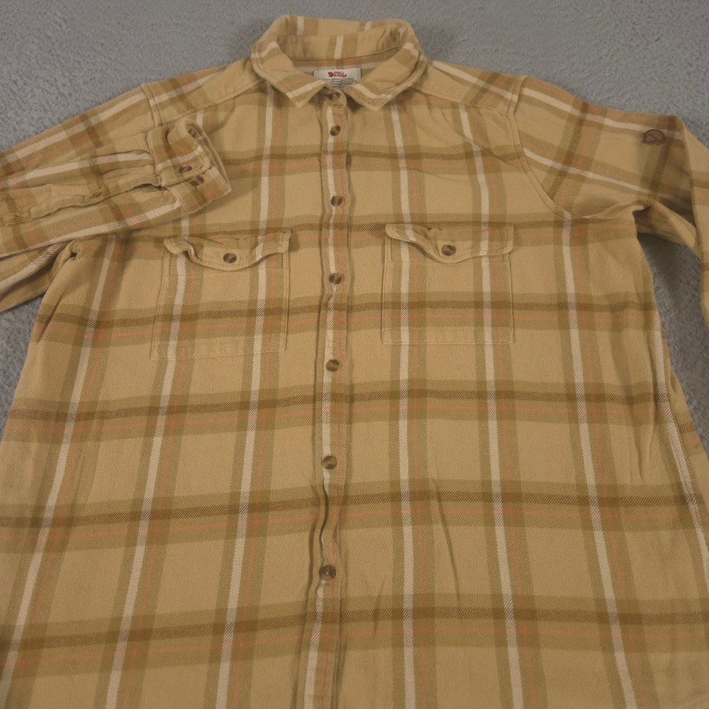 Fjallraven Top Womens L Ovik Shirt Heavy Flannel Plaid Organic Cotton Button Up